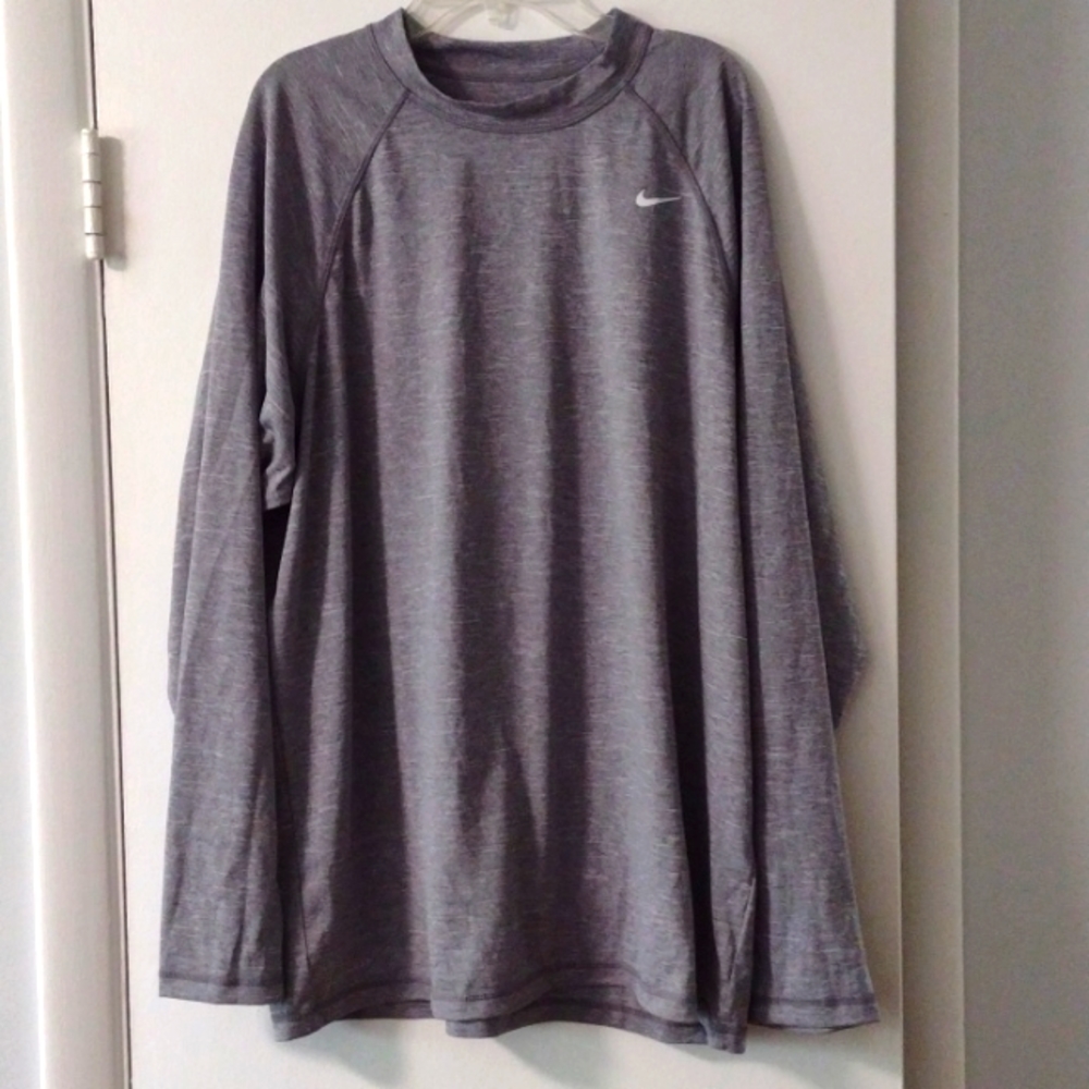 Men's Nike Dri-Fit Long Sleeve Shirt Gray Heather XL L